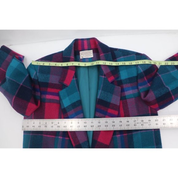 Vintage pendleton women's 10 tweed virgin wool skirt set jacket plaid pleated - Picture 7 of 13